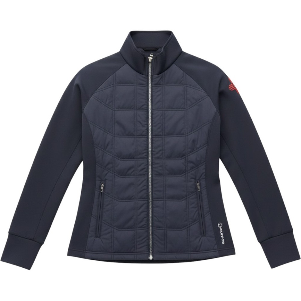 Sunice Hybrid Quilted Jacket Women XL Navy Blue Full Zip Zia Sun Symbol Layer